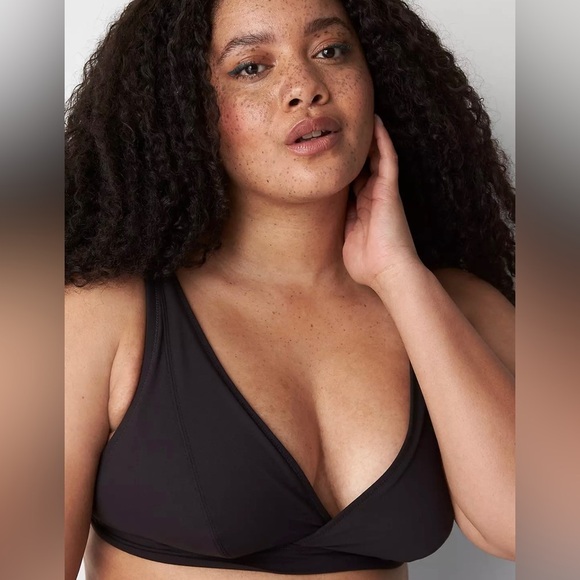 Cacique Unlined High Apex Bralette Black Ribbed Size 36DD - Picture 1 of 11